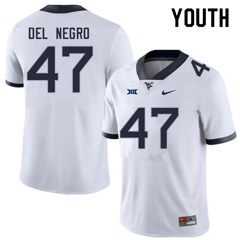 Youth #47 Anthony Del Negro West Virginia Mountaineers College Football Jerseys Sale-White